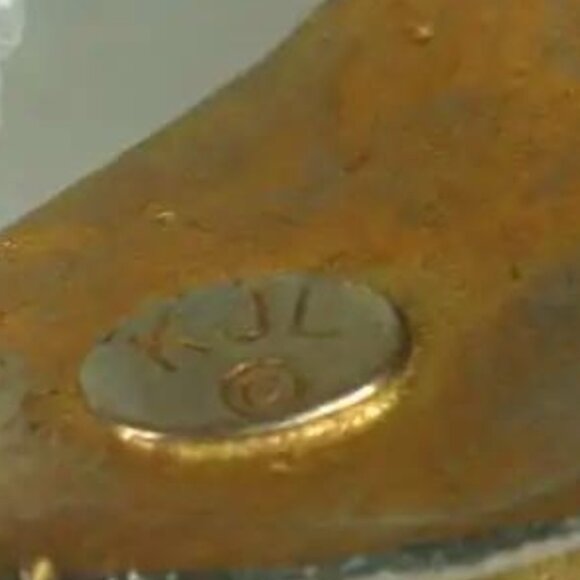 **RARE** KJL KENNETH J. LANE SATIN GOLD SCULPTURAL BRUTILIST CLAMPER BRACELET DR - Picture 6 of 6